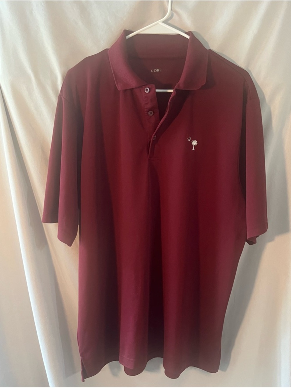 Men's Maroon Short-Sleeve Polo with Embroidered Palm Logo